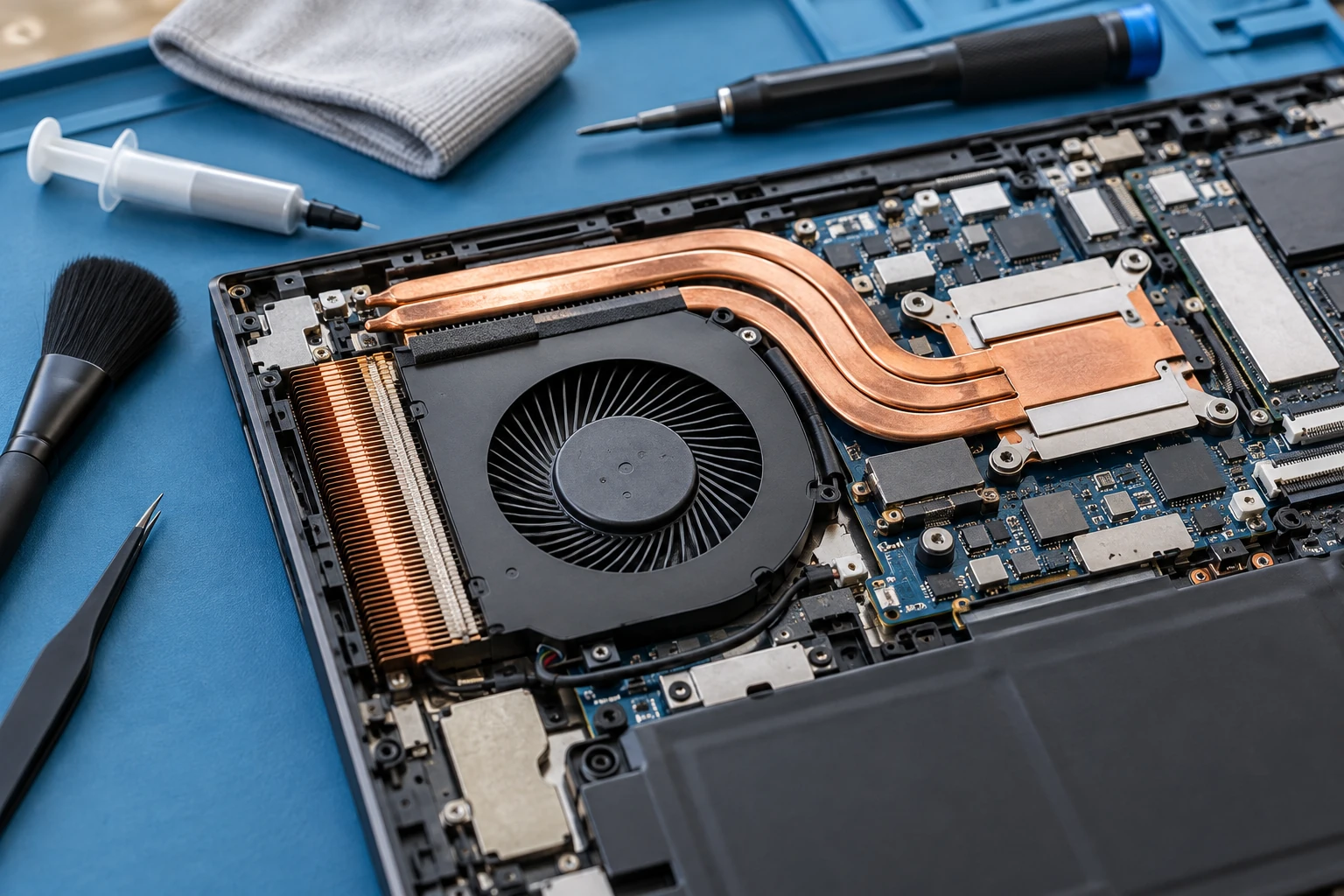 Laptop cooling system and maintenance tools
